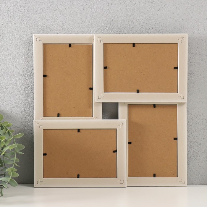 Фоторамка пластик на 4 фото 10х15 см Фоторамка пластик на 4 фото 10х15 см "Аврора" цвет натуральное дерево 31,5х31,5 см