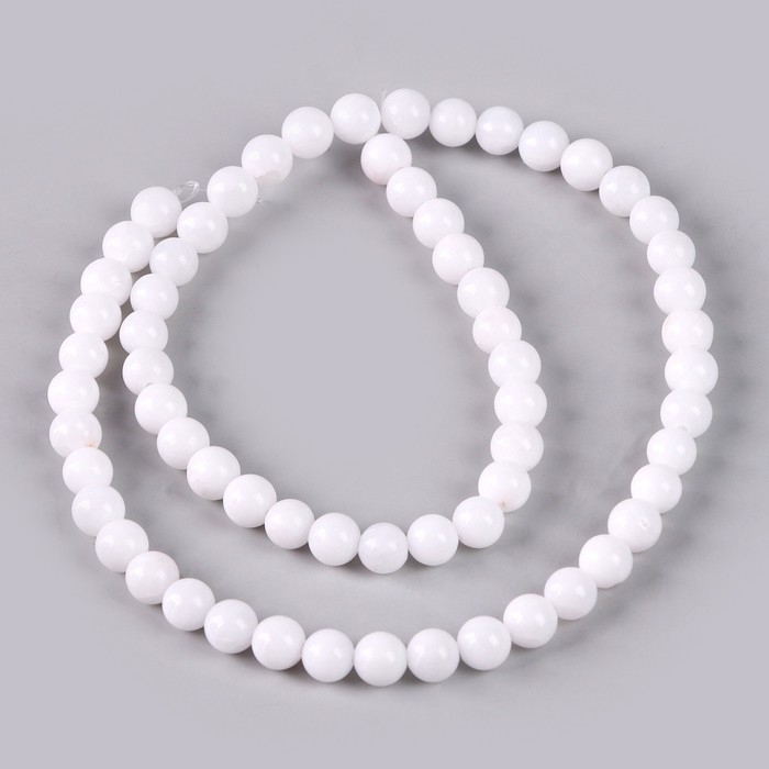 Бусины из натурального камня &laquo;Белый агат&raquo; набор 58 шт., размер 1 шт. &mdash; 6 мм