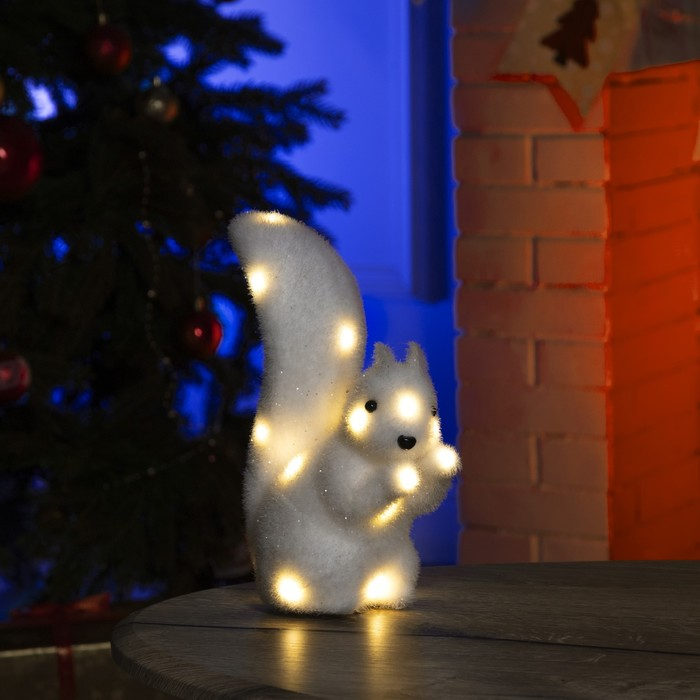 Светодиодная фигура «Белочка» 10 × 25 × 8 см, флок, батарейки ААх2 (не в комплекте), свечение тёплое белое Светодиодная фигура «Белочка» 10 × 25 × 8 см, флок, батарейки ААх2 (не в комплекте), свечение тёплое белое