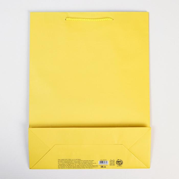 Пакет подарочный ламинированный, упаковка, &laquo;Жёлтый&raquo;, L 28 х 38 х 9 см