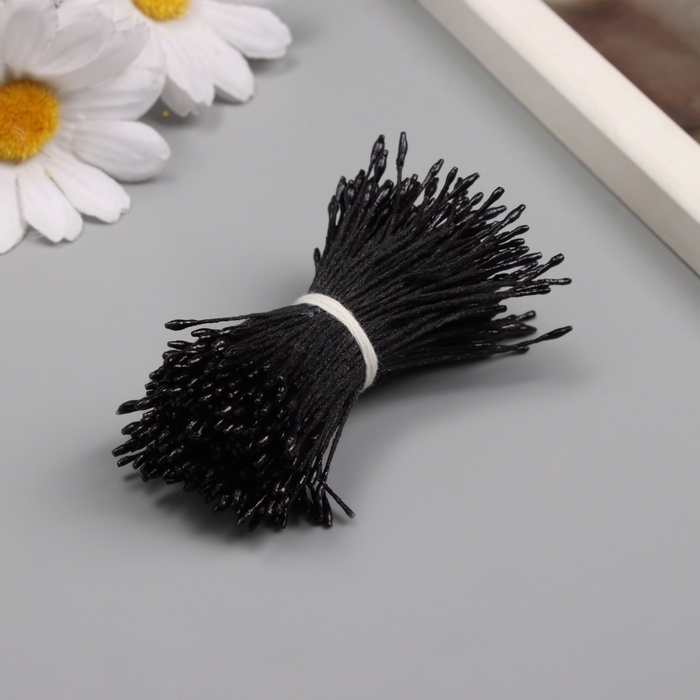 Тычинки для искусственных цветов глянец Тычинки для искусственных цветов глянец "Рисинки" чёрный набор 360 шт длина 6 см