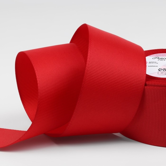 Лента репсовая, 40 мм, 23 &plusmn; 1 м, цвет тёмно-красный №33