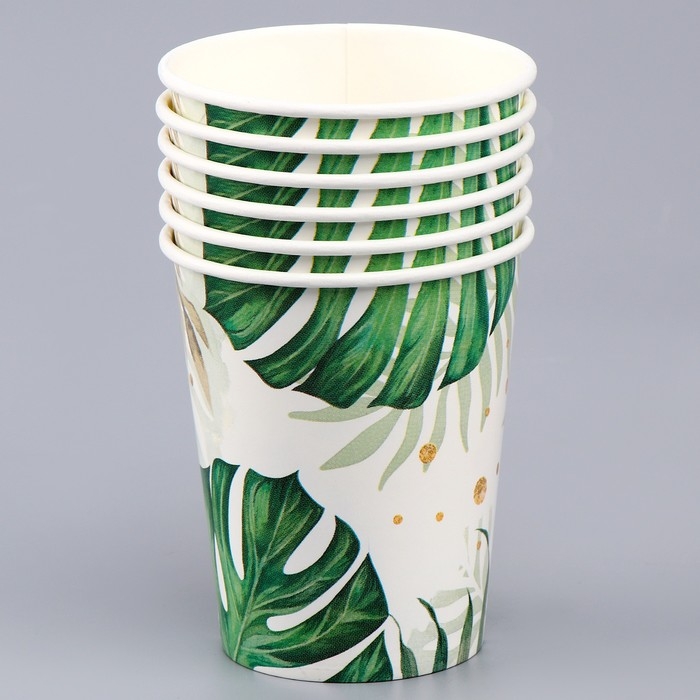 Набор бумажной посуды одноразовый декор &laquo;Эко&raquo;, 6 тарелок, 6 стаканов, 1 гирлянда, декор фотозоны