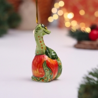 Сувенир "Змея на яблоке", 10 см, майолика