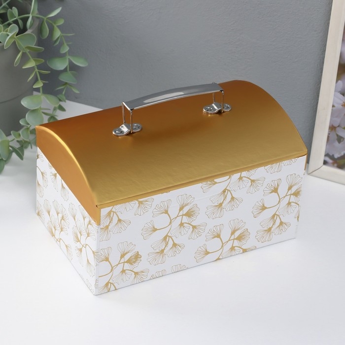 Шкатулка картон сундучок "Узор золотом" набор 3 шт 26х18х16,5 24х16х14,5 22х14х12,7 см