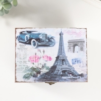 Шкатулка дерево "Эйфелева башня и пионы" 12х16х12 см Шкатулка дерево "Эйфелева башня и пионы" 12х16х12 см