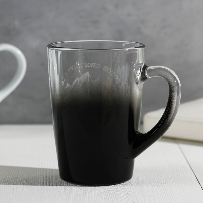 Кружка стеклянная с градиентом и рисунком &laquo;Сверну горы&raquo;, 300 мл