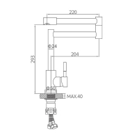 Cмеситель для кухни Accoona A44090, однорычажный, складной излив, нержавеющая сталь, хром