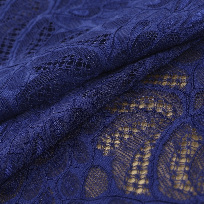 Кружевная эластичная ткань &laquo;Павлиний хвост&raquo;, 180 мм &times; 2,7 &plusmn; 0,5 м, цвет тёмно-синий