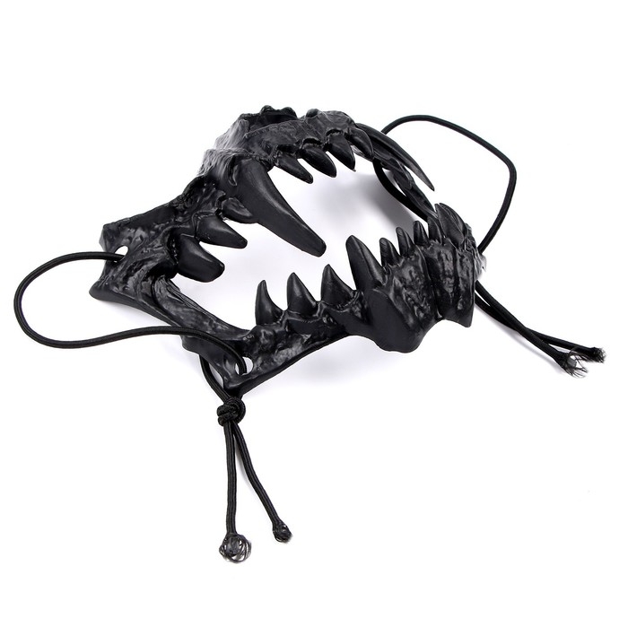 Карнавальный набор: бандана с черепами, маска челюсти, чёрная, термонаклейка Карнавальный набор: бандана с черепами, маска челюсти, чёрная, термонаклейка