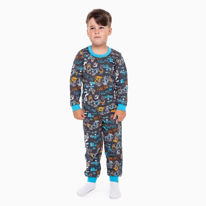 Пижама для мальчика, цвет т.синий/play, рост 110 см