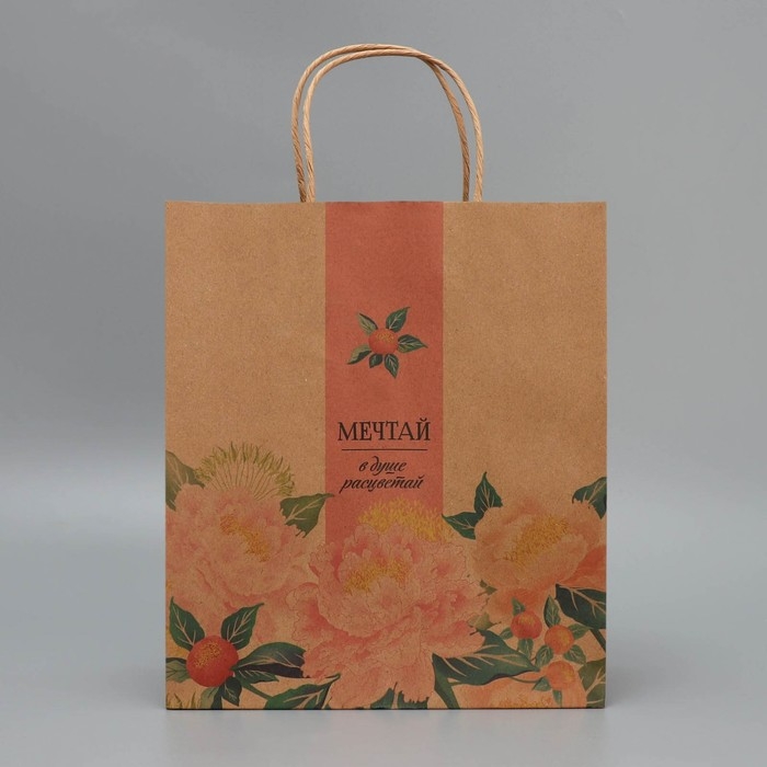 Пакет подарочный крафтовый, упаковка, &laquo;Мечтай&raquo;, ML 23 х 27 х 11.5 см