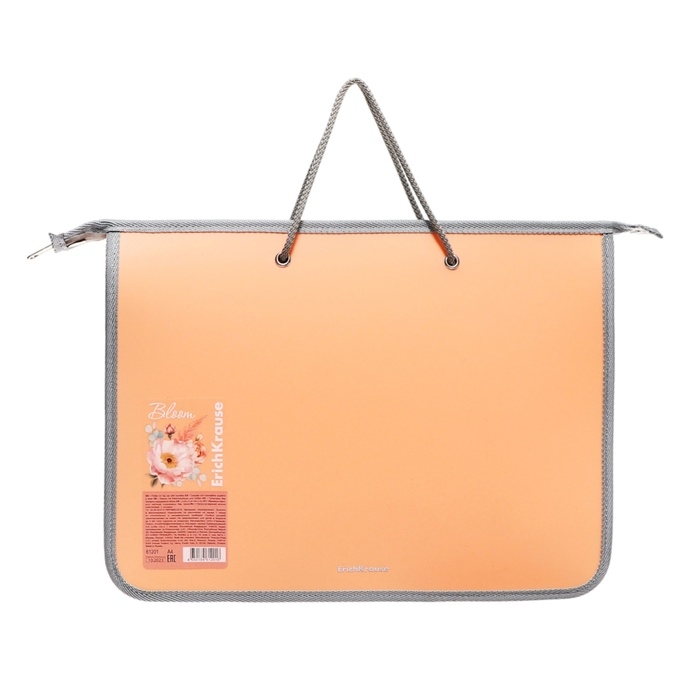 Папка А4+, 330 x 245 х 45 мм, молния сверху, ErichKrause "Matt Pastel Bloom", 600 мкм, тиснение "песок", микс