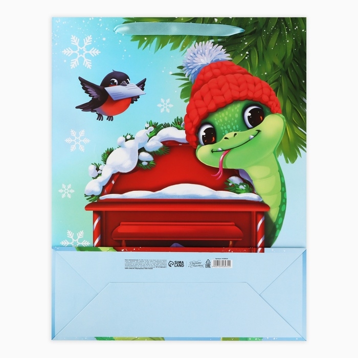 Пакет подарочный новогодний ламинированный &laquo;Змея 2025&raquo;, L 31 х 40 х 11.5 см, Новый год