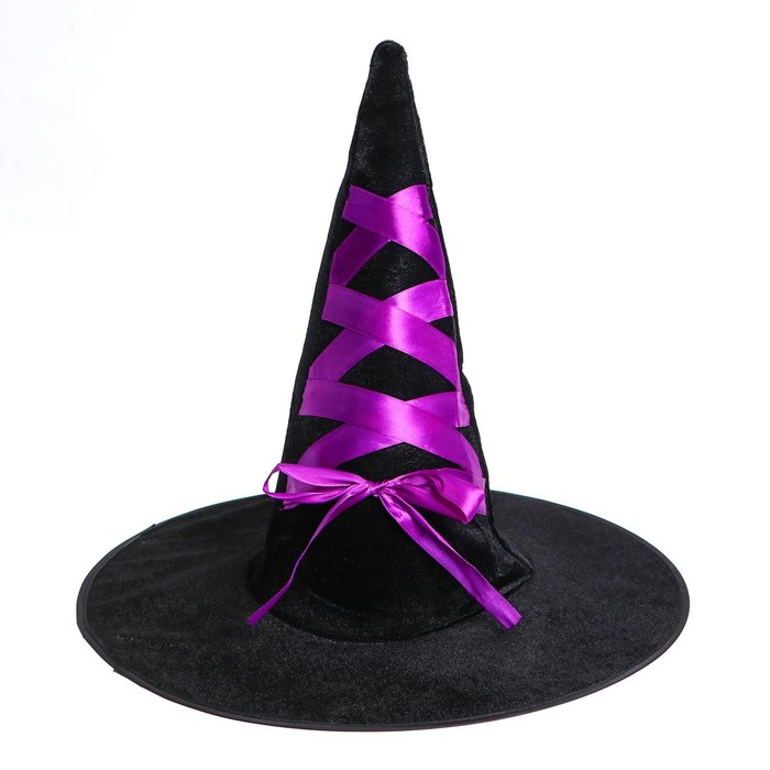 Карнавальная шляпа «Ведьма» фиолетовая лента Карнавальная шляпа «Ведьма» фиолетовая лента