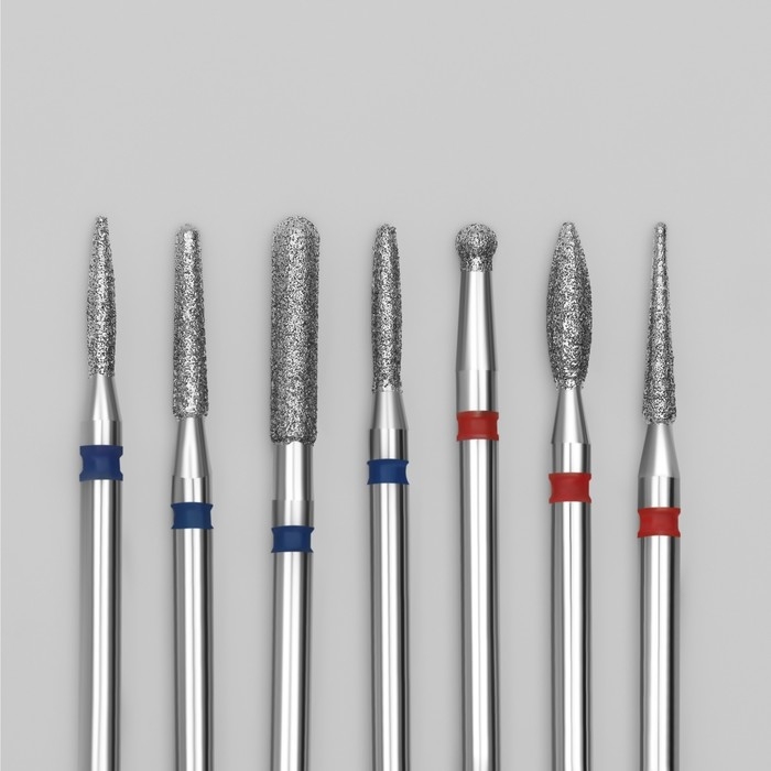 Фрезы алмазные для маникюра, 7 шт, форма и зернистость АССОРТИ Фрезы алмазные для маникюра, 7 шт, форма и зернистость АССОРТИ