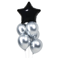 Букет из воздушных шаров &laquo;Звезда&raquo; серебро, набор 7 шт.