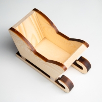 Новый год. Кашпо деревянное 20&times;12&times;13 см "Санки", натуральный Дарим Красиво