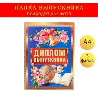 Папка с двумя файлами А4 "Диплом выпускника" сирень, книга на темно-синем фоне Папка с двумя файлами А4 "Диплом выпускника" сирень, книга на темно-синем фоне