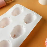 Форма для муссовых десертов и выпечки KONFINETTA «Кролик», силикон, 29×17,2×4,3 см, 6 ячеек (8,5×5,5), цвет белый Форма для муссовых десертов и выпечки KONFINETTA «Кролик», силикон, 29×17,2×4,3 см, 6 ячеек (8,5×5,5), цвет белый