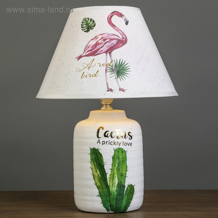 Лампа настольная керамика "Кактус" белый 1х40Вт Е14 37х25х25 см RISALUX