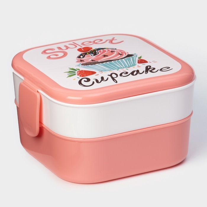 Контейнер для обеда &laquo;Капкейки&raquo;, 2 отделения, 400 мл