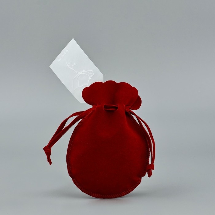 Мешок замшевый  &laquo;Цветок&raquo;, красный, тиснение, 9 &times; 12 см