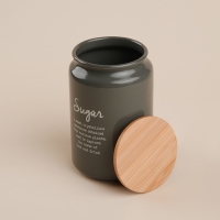 Банка для сахара SL Home, 9,5×14 см, цвет серый, с бамбуковой крышкой Банка для сахара SL Home, 9,5×14 см, цвет серый, с бамбуковой крышкой