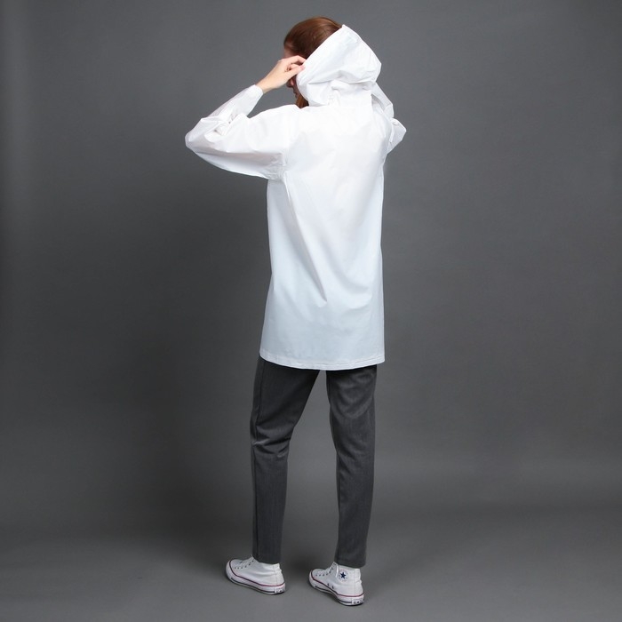 Дождевик взрослый укороченный &laquo;Свобода&raquo;, на кнопках, цвет белый, размер 42-48