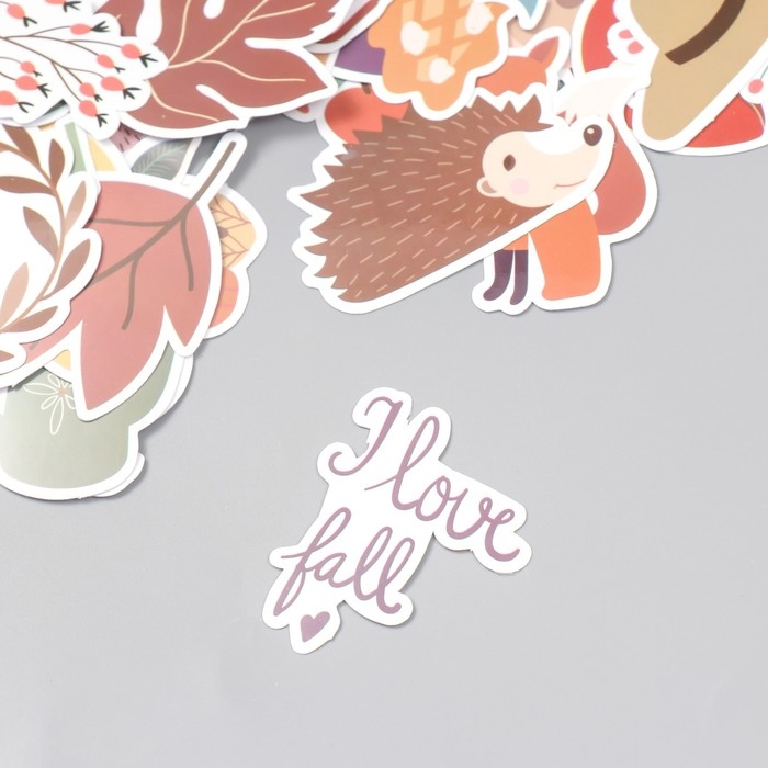 Наклейки для творчества Наклейки для творчества "Осенний лес" набор 50 шт 4х8 см