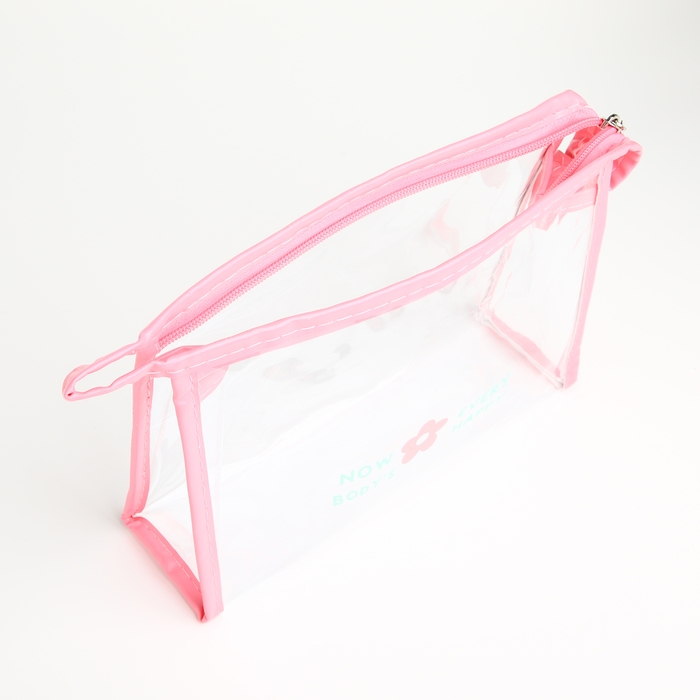 Набор косметичек 3 в 1 на молнии, цвет розовый