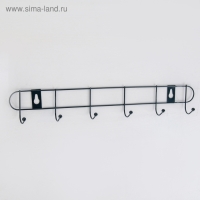 Вешалка настенная на 6 крючков Доляна &laquo;Лайт&raquo;, 34&times;5,5&times;3 см, цвет чёрный