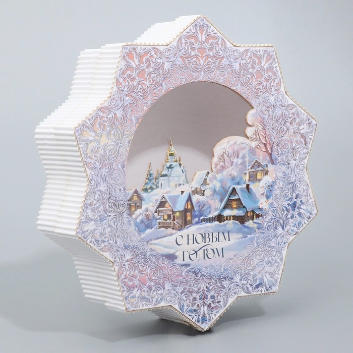 Коробка подарочная &laquo;Снежинка&raquo;, 20.5 х 21.5 х 5 см, Новый год