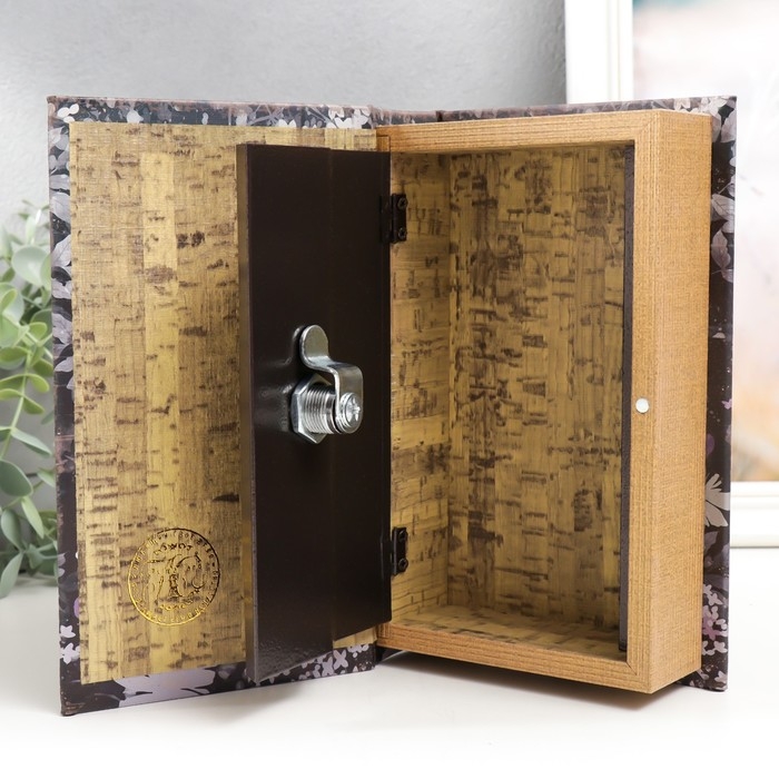 Сейф-книга дерево кожзам Сейф-книга дерево кожзам "Садовые цветы" 21х13х5 см