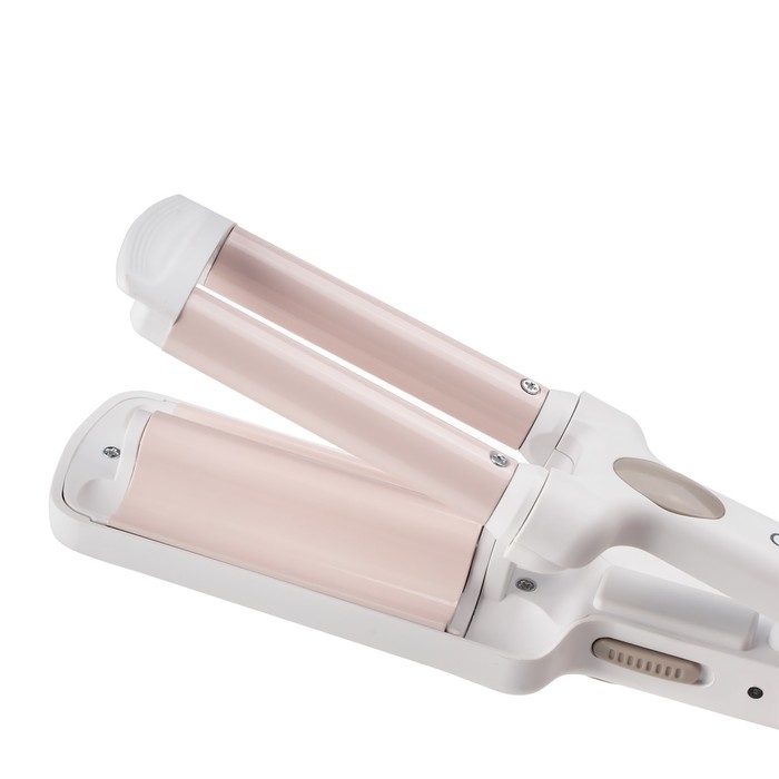 Стайлер Galaxy LINE GL 4667, 40 Вт, керамическое покрытие, d=10 мм, до 180 &deg;C, бело-розовый