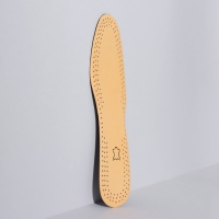 Стельки для обуви, универсальные, кожаные, дышащие, р-р RU до 45 (р-р Пр-ля до 46), 28,5 см, пара, цвет коричневый