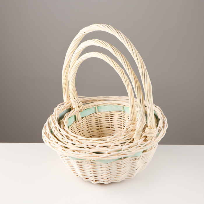 Набор корзин, 3 шт, 33&times;14/36 см, 28&times;12/31 см, 24&times;11/27 см, ива