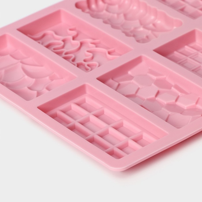 Набор форм для шоколада Доляна &laquo;Шоколадное ассорти&raquo;, 2 шт, силикон, цвет розовый