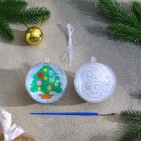 Ёлочное украшение под раскраску &laquo;Ёлочка&raquo; размер: 8 см; 2 шт., кисть