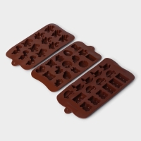 Набор форм для конфет и шоколада Доляна «Игрушки» 3 шт, силикон, цвет коричневый Набор форм для конфет и шоколада Доляна «Игрушки» 3 шт, силикон, цвет коричневый