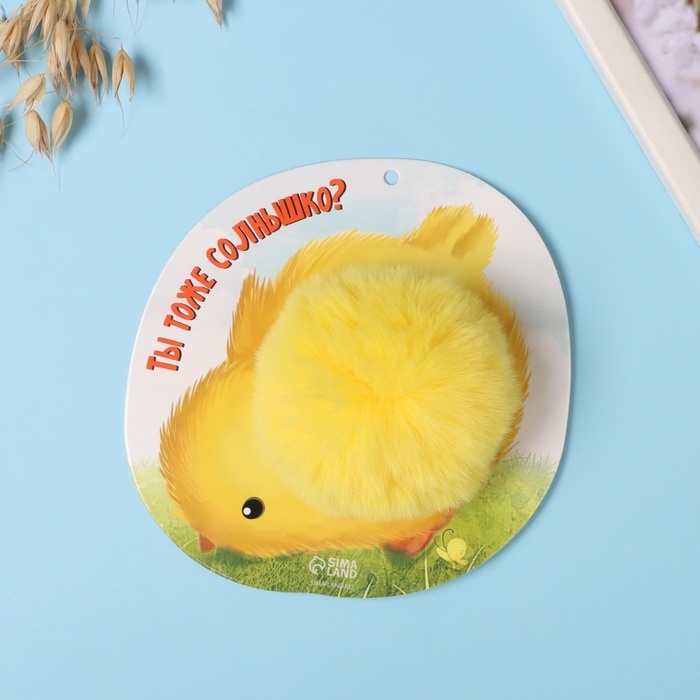 Пушистик на кольце Пушистик на кольце "Цыплёнок. Ты тоже солнышко?" d=8 см 15х15 см
