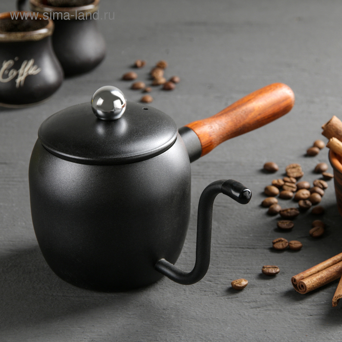 Турка, 500 мл, деревянная ручка, цвет чёрный Турка, 500 мл, деревянная ручка, цвет чёрный