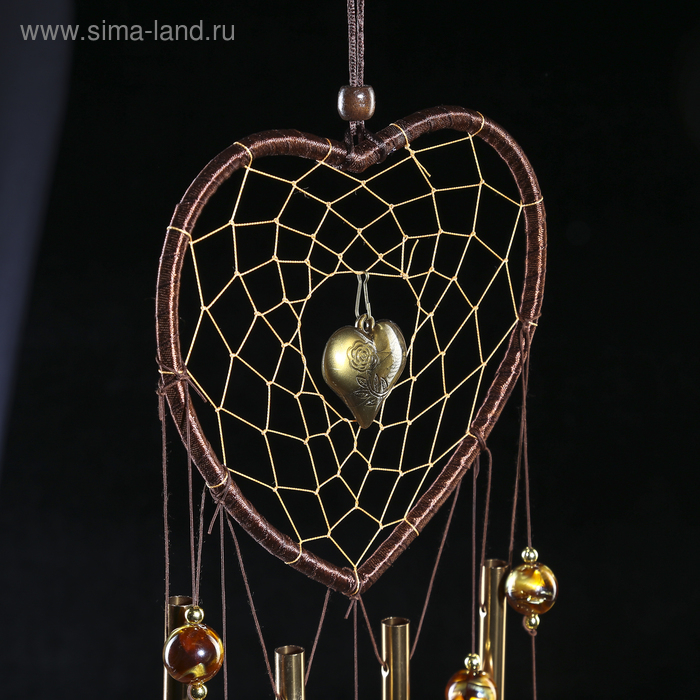 Музыка ветра металл "Сердце с сердечками" 4 трубки 5 колокольчиков d=17 см длина 65 см