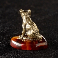 Сувенир "Кошка", латунь, янтарь