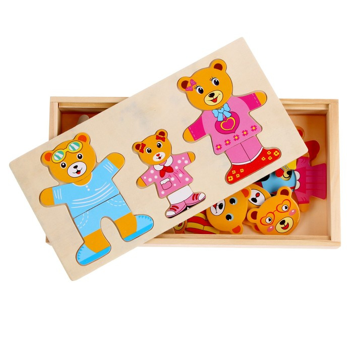 Игрушка развивающая &laquo;Переодень мишку&raquo; 3,5 &times; 26,5 &times; 13,5 см, 54 детали