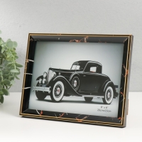 Фоторамка пластик 15х20 см "Черный мрамор с золотой рамкой" 17х22 см