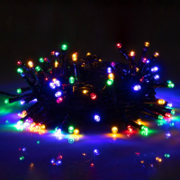 Гирлянда &laquo;Нить&raquo; 10 м, IP44, тёмная нить, 100 LED, свечение мульти, 2 режима, солнечная батарея