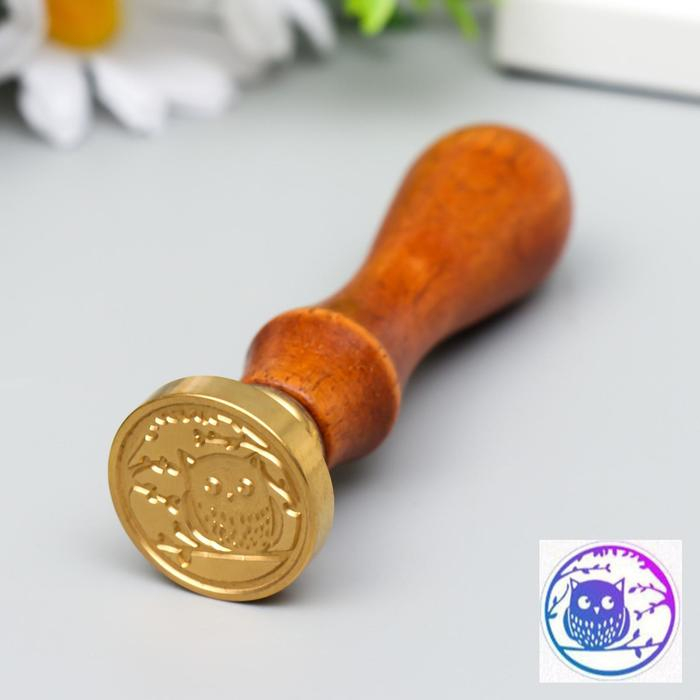 Печать для сургуча с деревянной ручкой Печать для сургуча с деревянной ручкой "Совёнок на веточке" 9х3х3 см