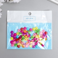 Бусины для творчества пластик "Яркие кружочки" набор 100 шт 0,4х0,8х0,8 см