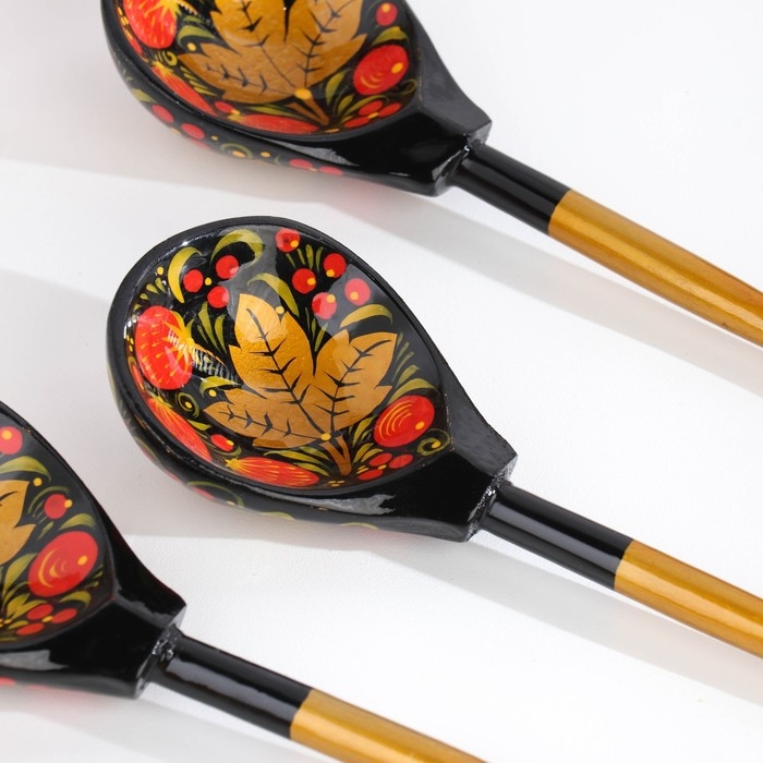 Набор &laquo;Хозяюшка&raquo;, 6 ложек и ваза, 13&times;9 см, хохлома